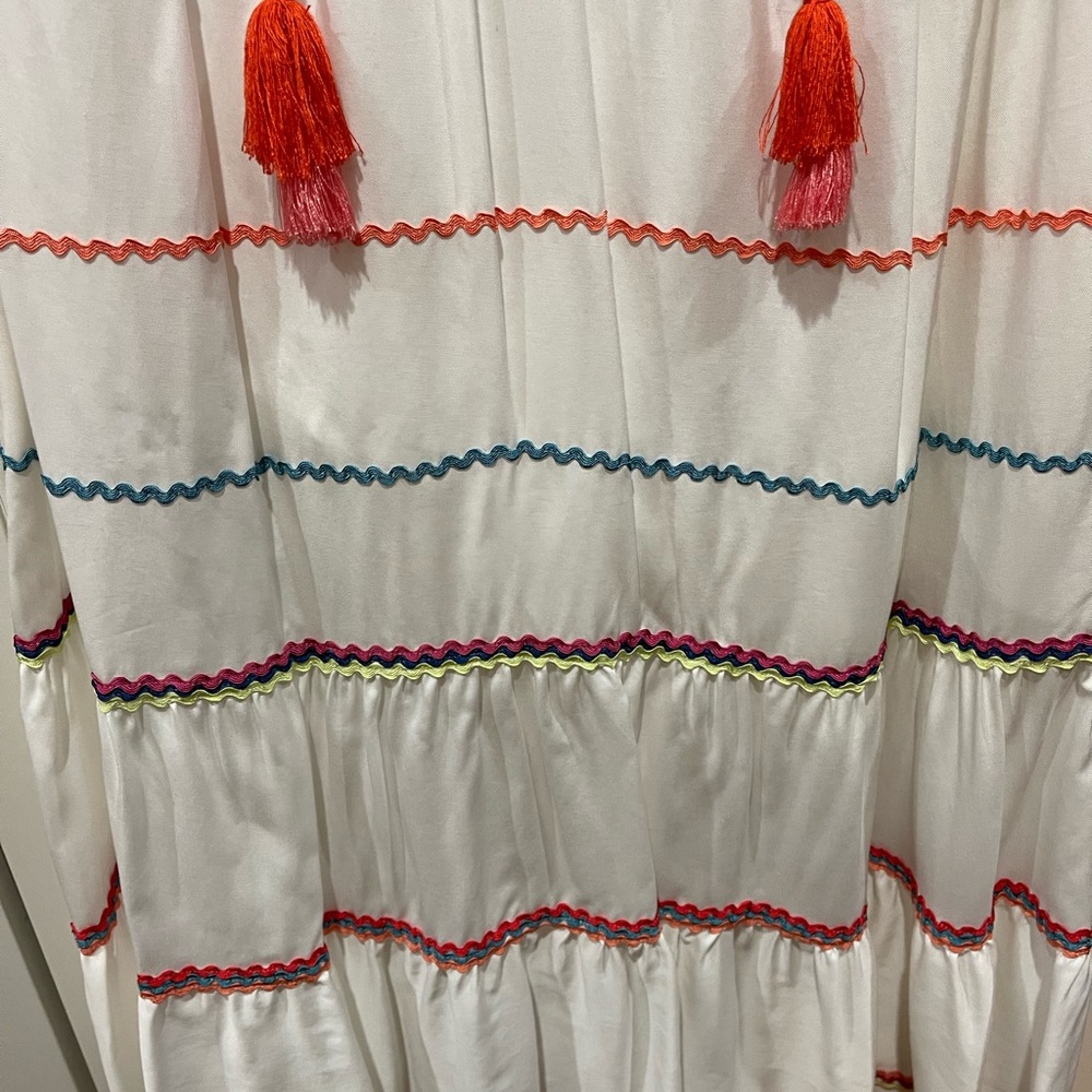 Crosby by Mollie Burch dress, white with colorful stripes, size medium